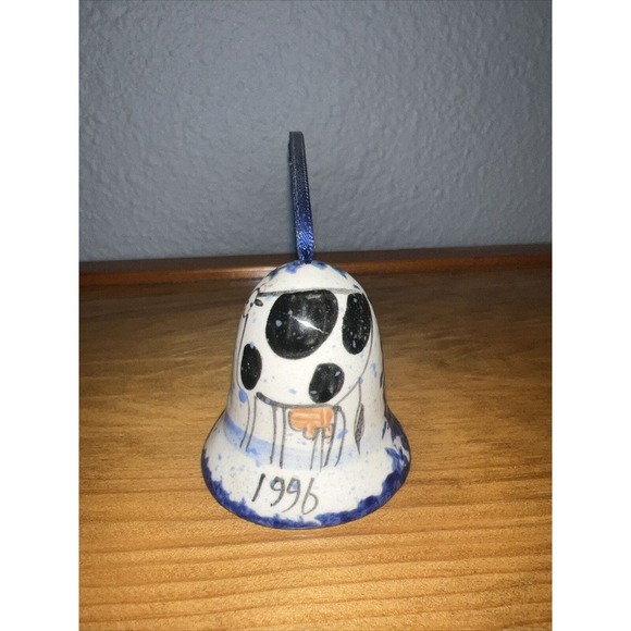 Molly Dallas Spatterware Folk Art Farmhouse Pottery Mini Bell 1.875 x 1.75" Base - Picture 1 of 5